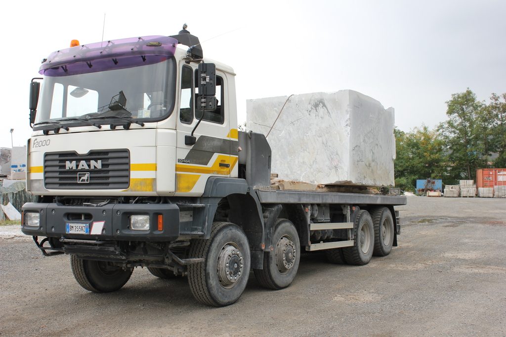 Truck carrying a 30-ton marble block