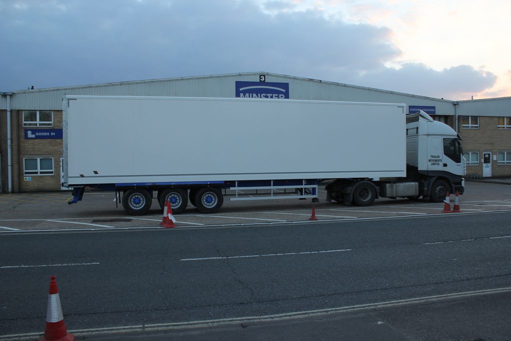 Refrigerated trailer at a distribution yard
